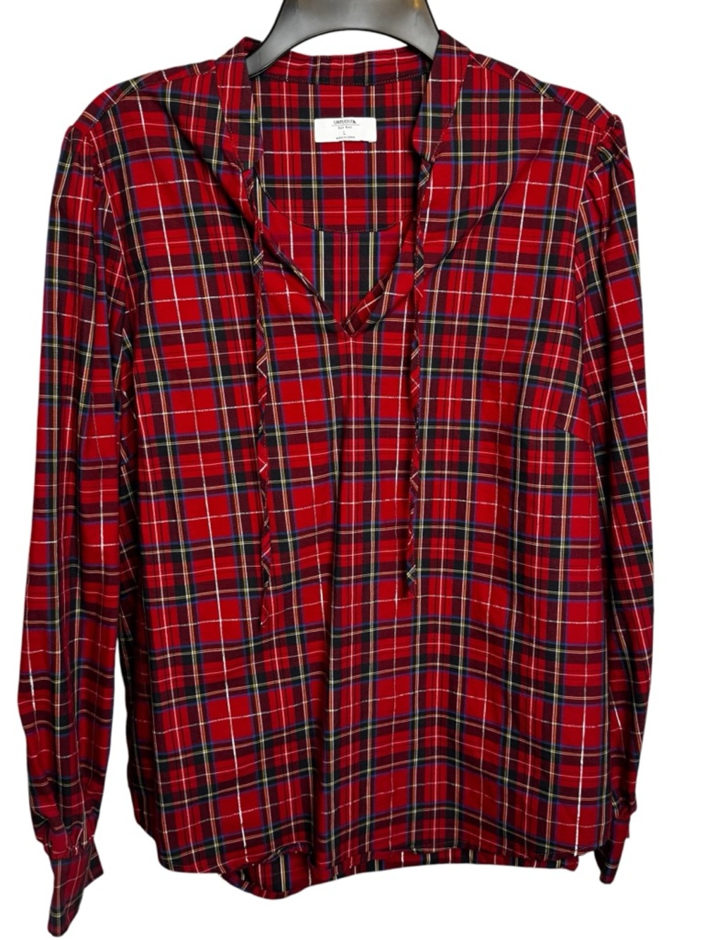 Untuckit for her pullover shirt red plaid preppy retro grannycore size Large